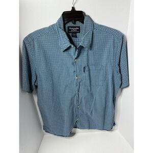 Abercrombie & Fitch Button Down Shirt Gingham Check Short Sleeve Blue L